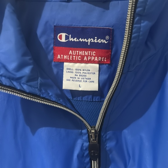 Champion Vintage Blue Black Mesh Lined Thin Zipper Jacket Windbreaker Workout - Picture 6 of 9